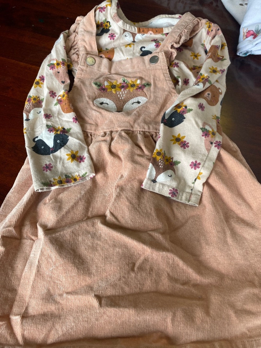 4t girls, Woodland creature, corduroy dress two-piece piece